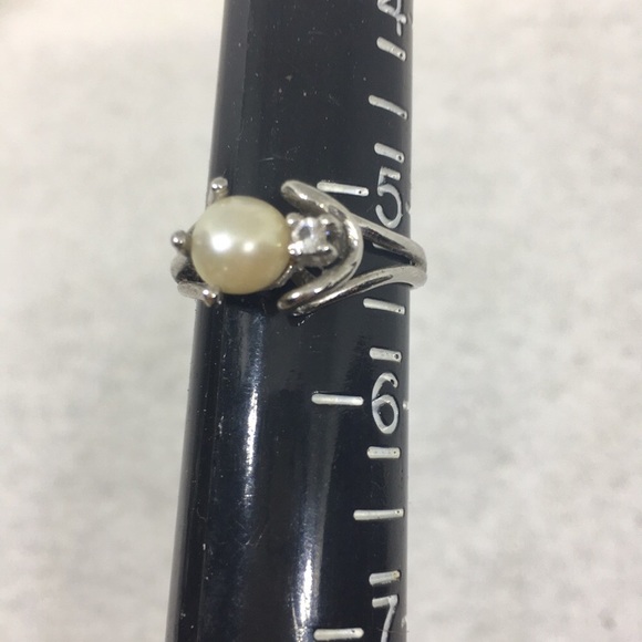 Uncas Genuine Pearl Sterling Silver CZ Ring 7 - Picture 7 of 9